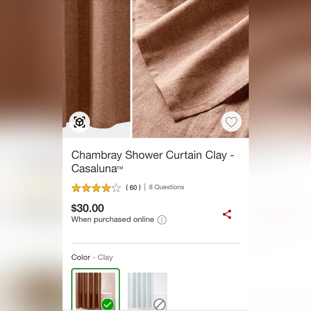 Like New Casaluna Clay Chambray Shower Curtain